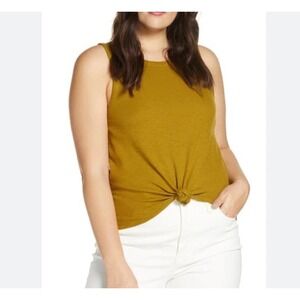 Madewell Olive Green Sleeveless Audio Knot-Front Tank Top Women's Size XL